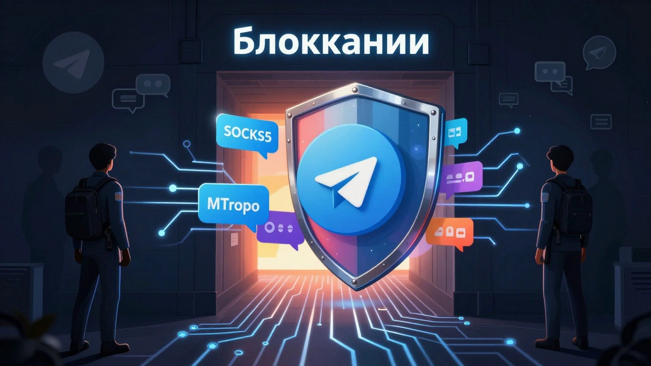 Цифровой щит защищает сообщение Telegram, проходящее через прокси-туннель мимо блокировки.