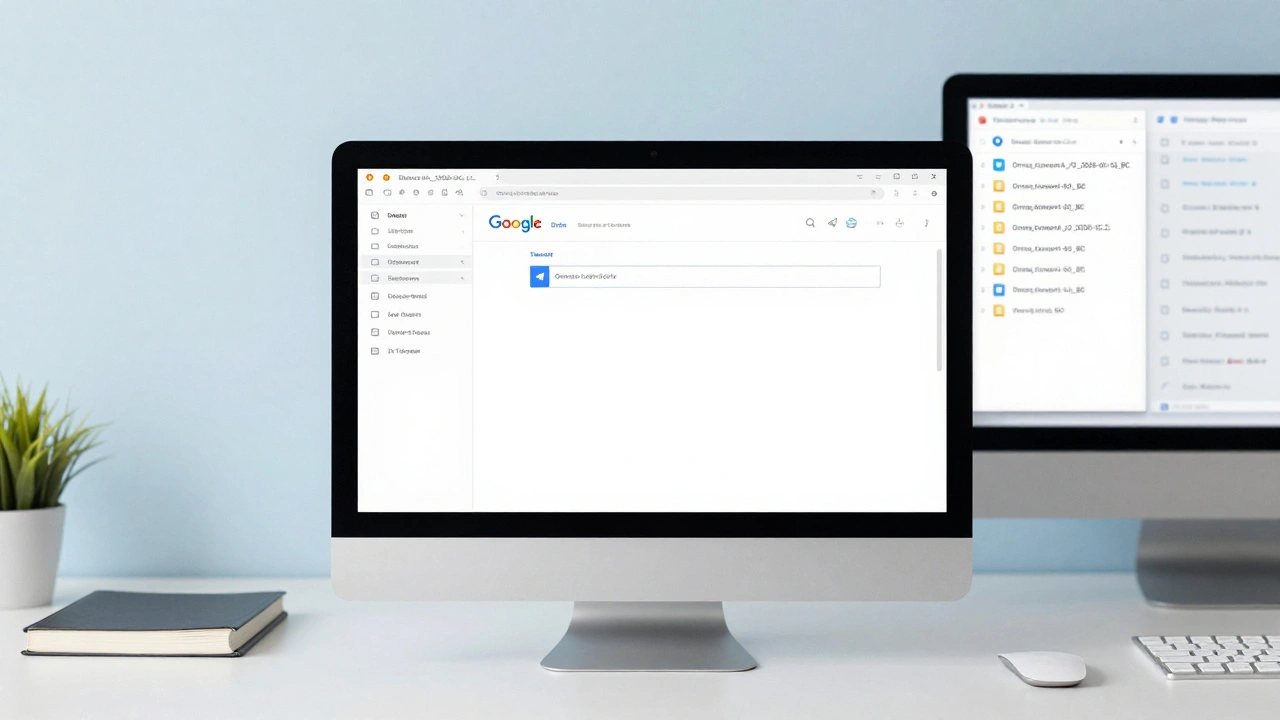 Чистый интерфейс с Google Docs и ссылкой в Telegram, рядом — упорядоченный архив в канале.