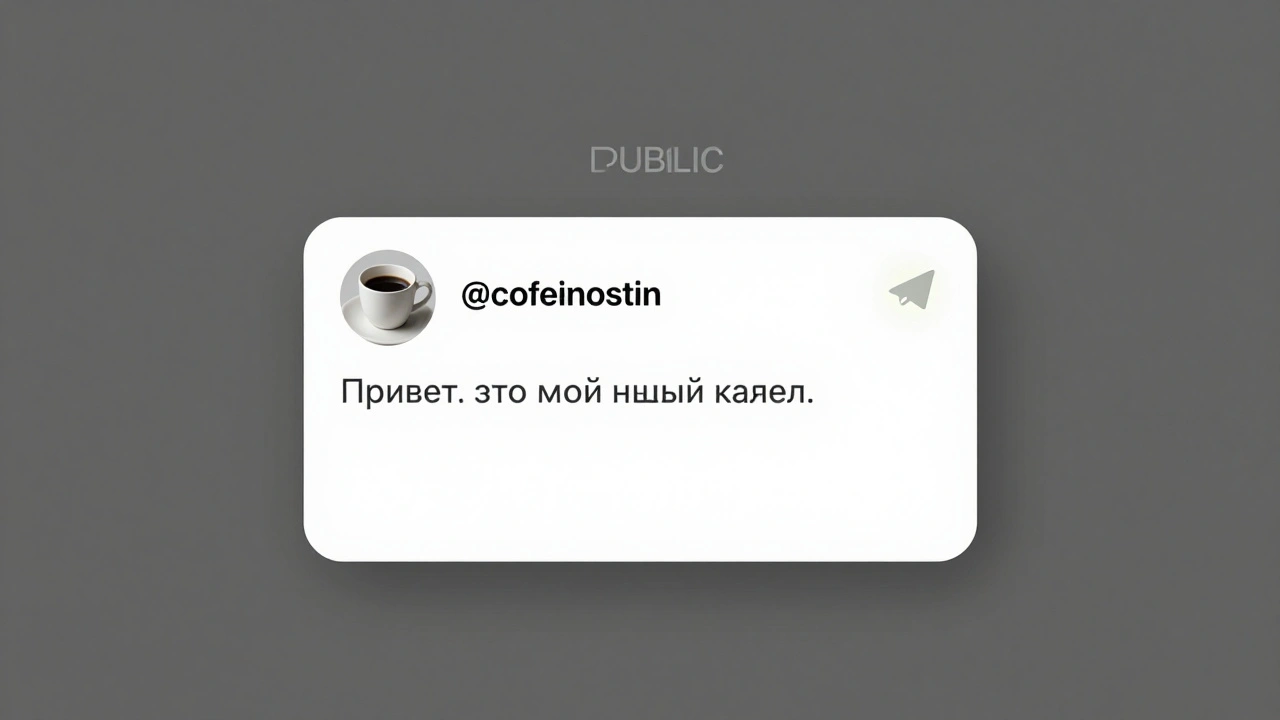 Интерфейс Telegram-канала с простым названием и первым постом, минималистичный дизайн.