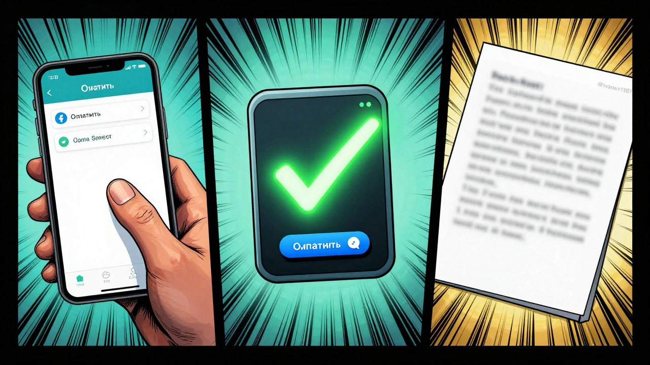 Комикс-стиль: три сцены — оплата, добавление в канал, водяной знак на файле.