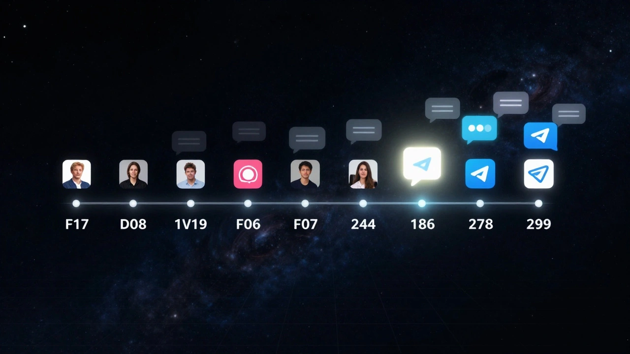 Концептуальное изображение хранящихся в облаке медиафайлов Telegram по датам.