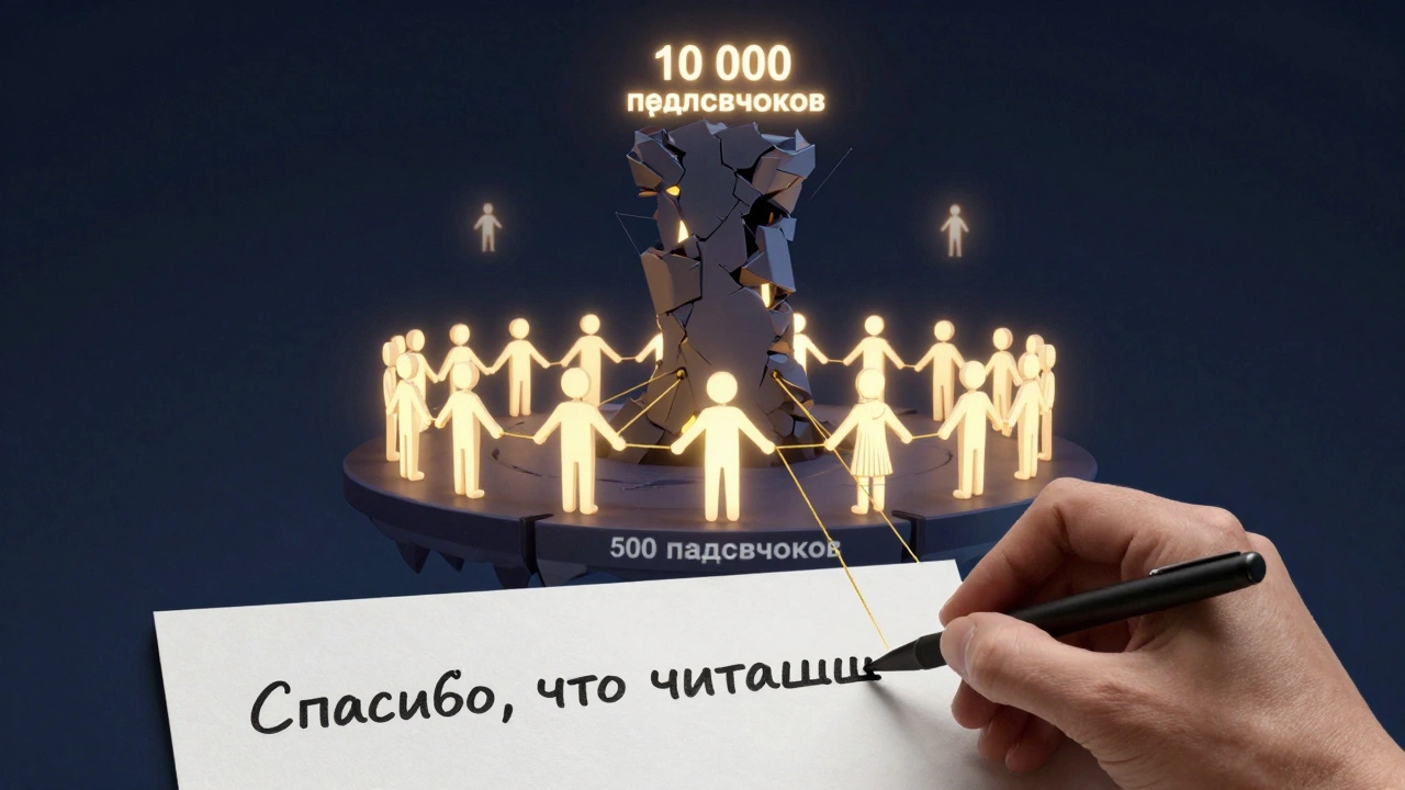 Маленькая, но тесная сообщество из 500 подписчиков, где каждый связан с автором — вместо огромного, пустого канала.