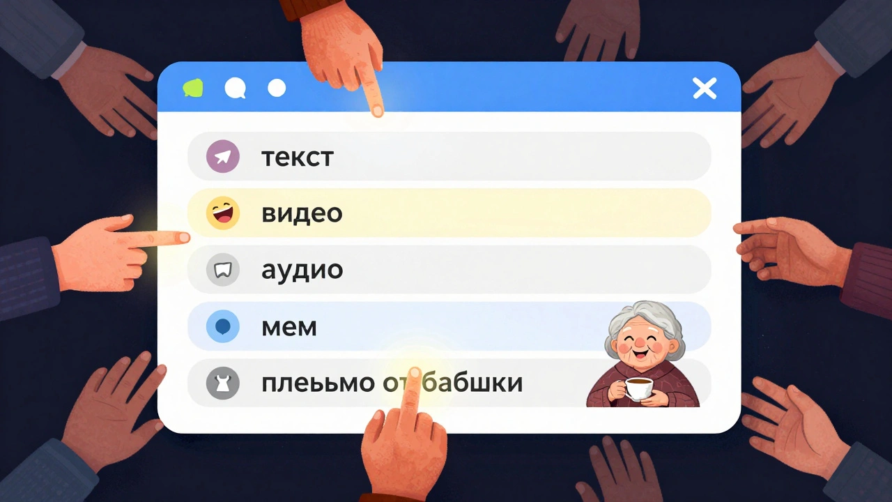 Опрос в Telegram с неожиданным вариантом 'письмо от бабушки' — пользователи активно голосуют.