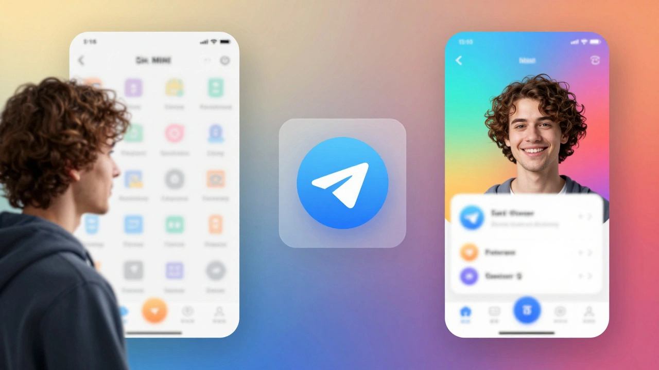Пользователь видит старую и обновлённую версию Mini App в Telegram, переход между ними.