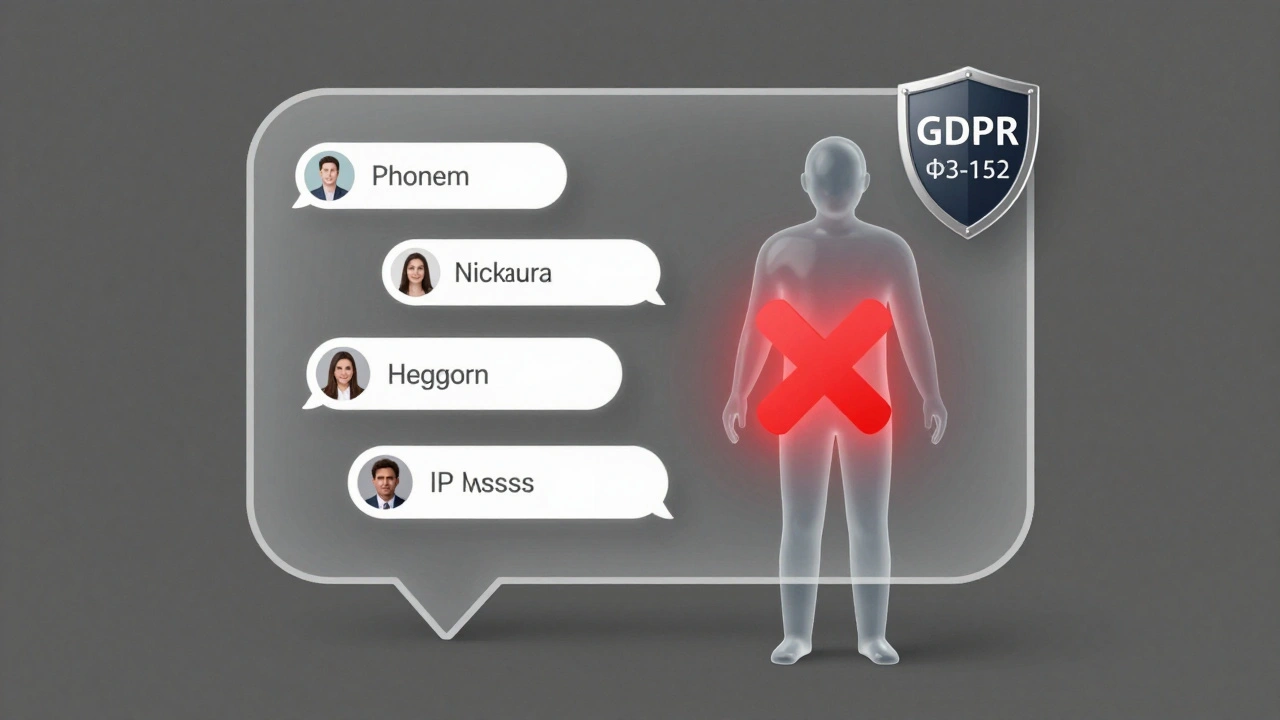 Прозрачный пользователь в чате, персональные данные стираются под защитой законов.