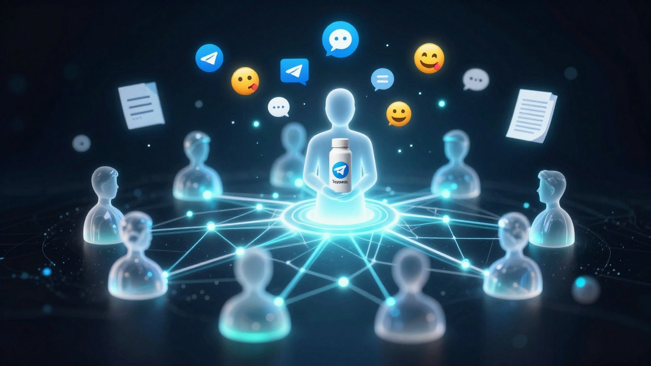 Сеть светящихся связей между людьми, образующих растущее сообщество вокруг бренда термоса.