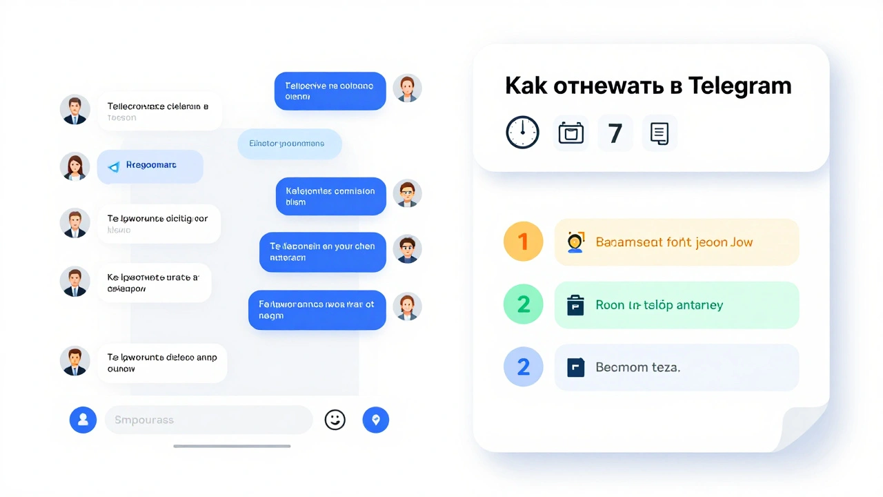 Сравнение хаотичного и организованного чата Telegram: слева — беспорядок, справа — чёткие шаблоны и таймеры.