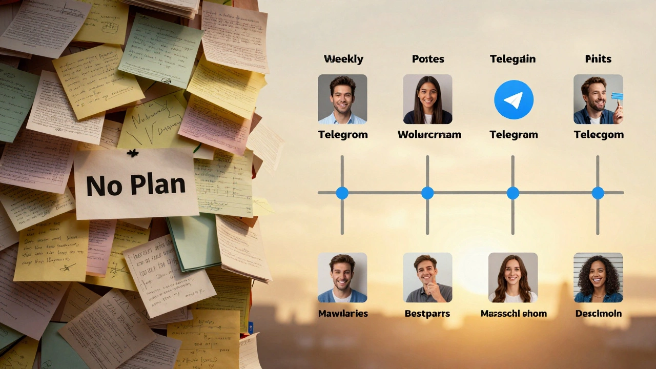 Сравнение хаотичных идей и организованного контент-плана для Telegram-канала