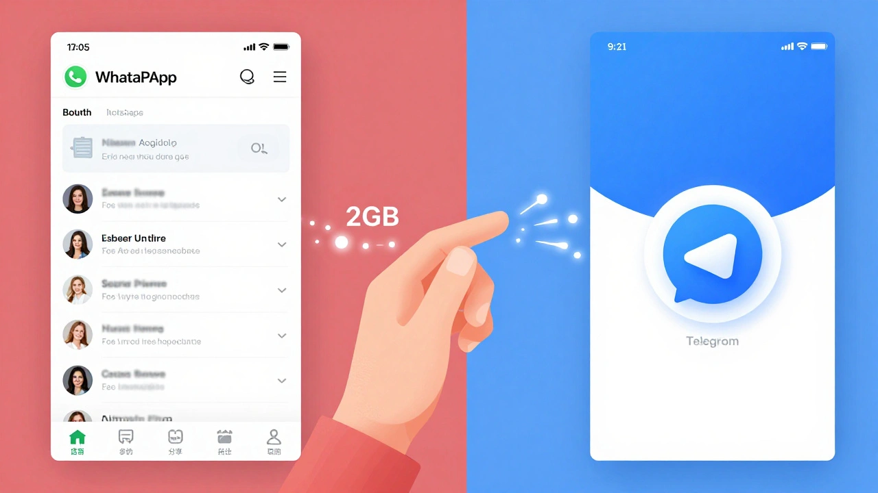 Сравнение интерфейсов WhatsApp и Telegram в виде раздельных экранов.