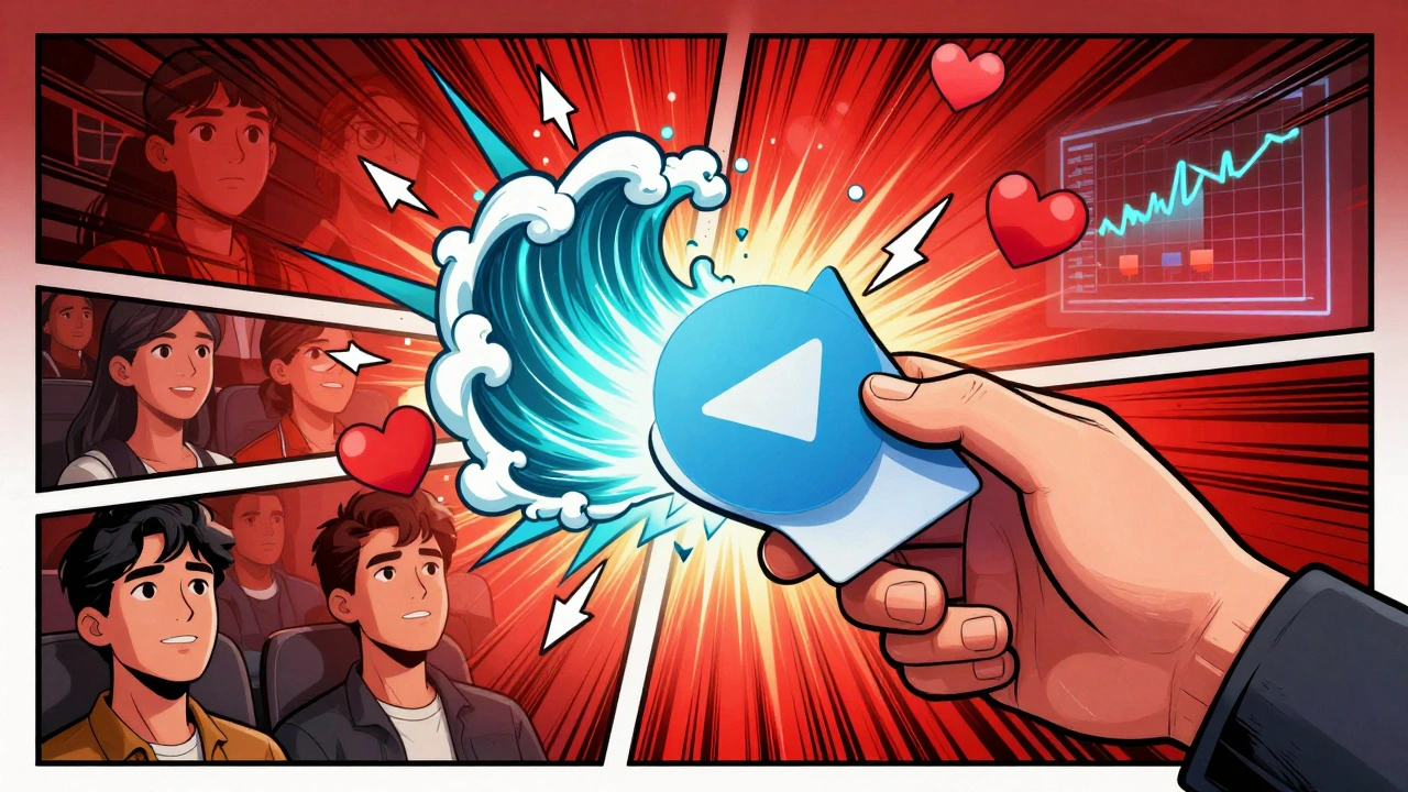 Telegram-пост превращается в волну вовлечённости, уносящей реакции и пересылки к зрителям.