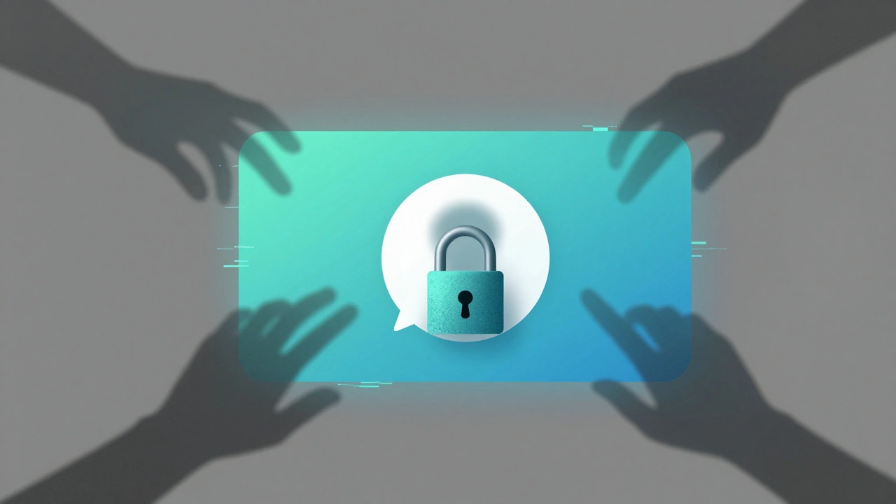 Заблокированный номер и размытое фото профиля в Telegram, окружающие фигуры не могут к ним прикоснуться.