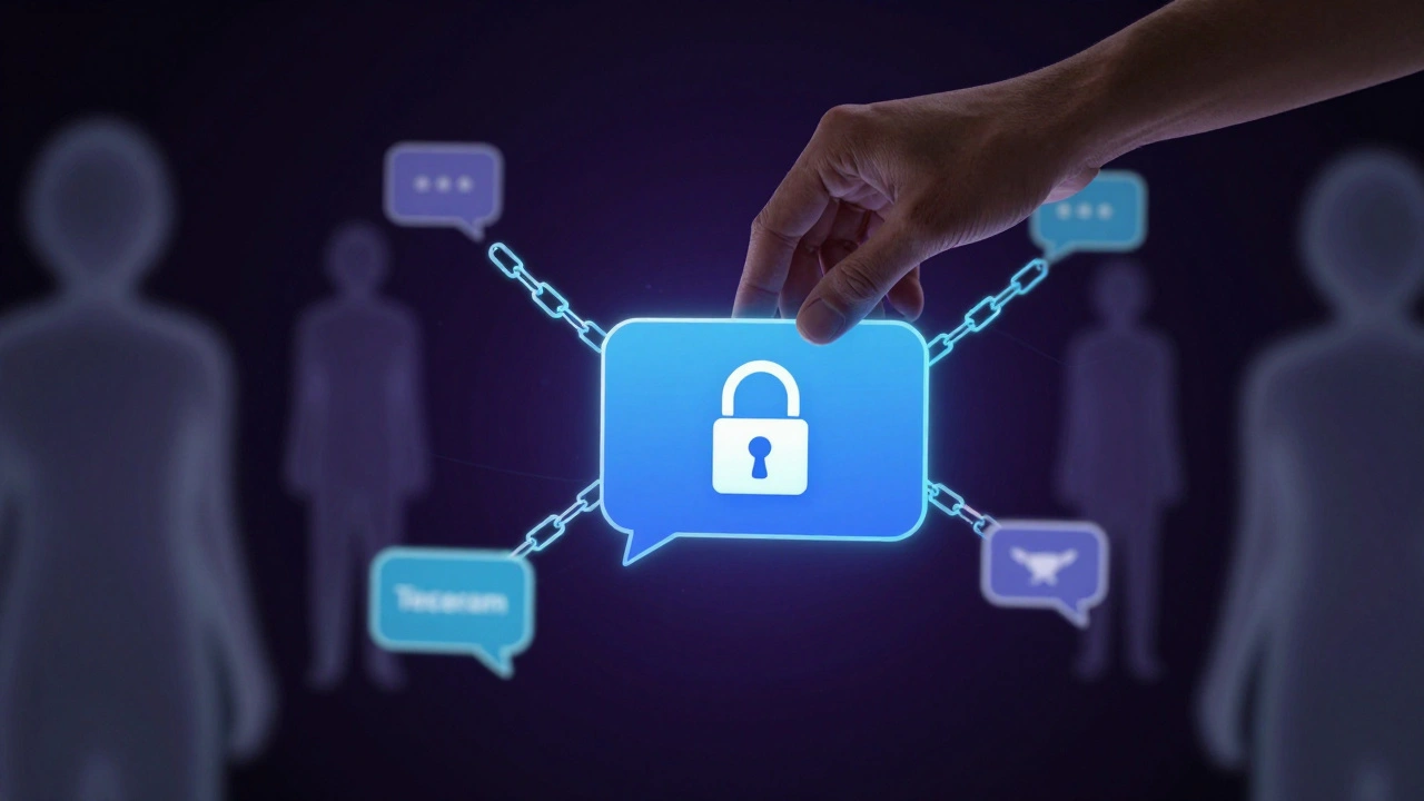 Замок над сообщением в Telegram, символизирующий защиту от нежелательных комментариев.