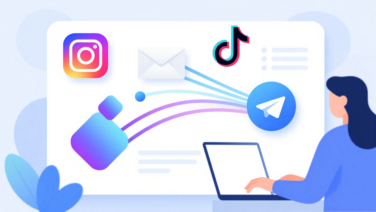 Абстрактная визуализация маркетинговых каналов и аналитики в Telegram-боте.