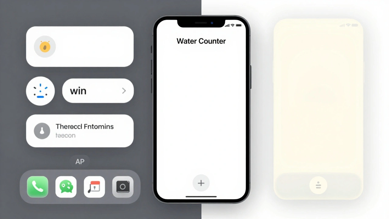 Чистый интерфейс приложения 'Счетчик воды' рядом с хаотичным нарушителем — пример прозрачного Mini App.