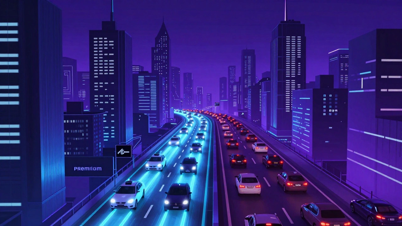 Данные премиум-пользователей движутся по выделенной скоростной полосе, в отличие от пробок у обычных пользователей.