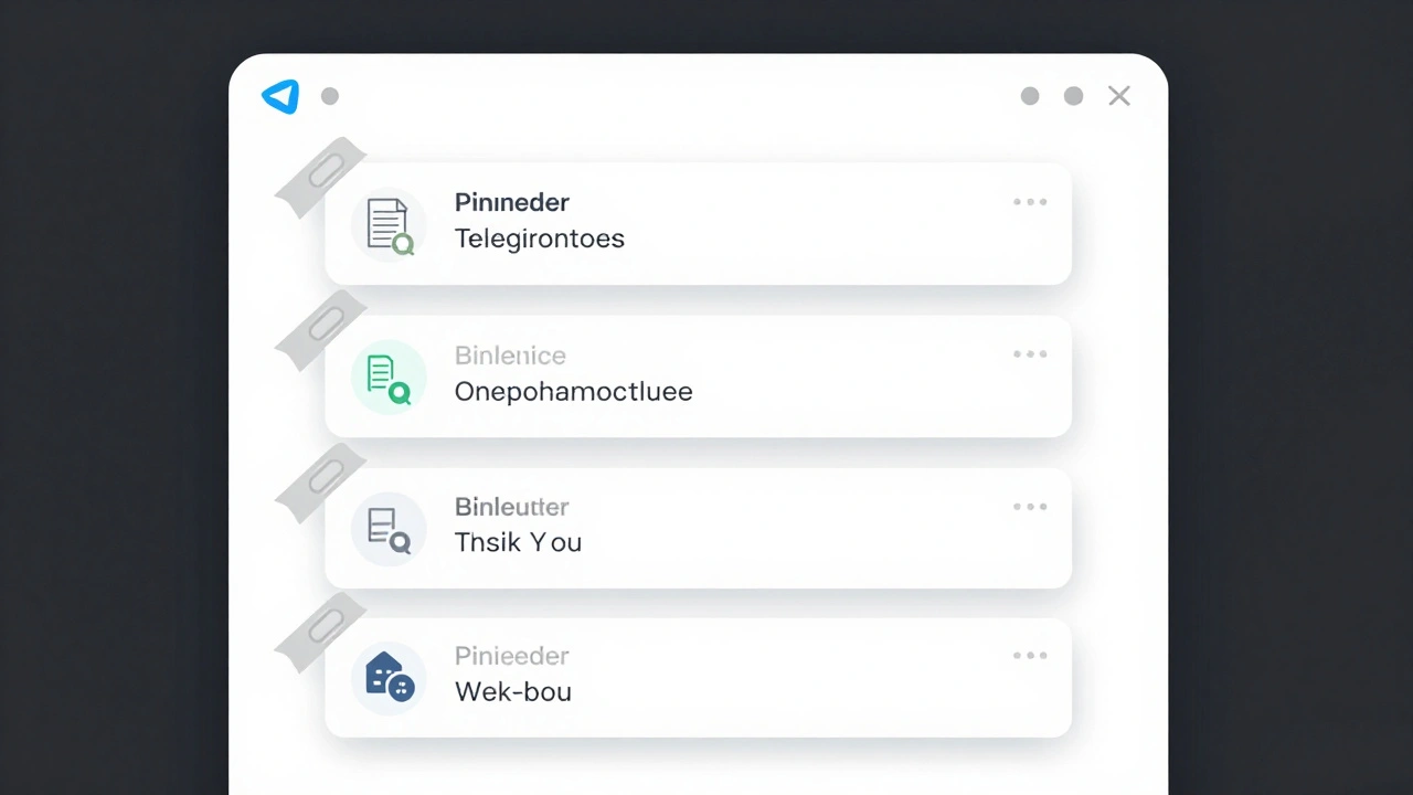 Десктопный Telegram с тремя закрепленными сообщениями в групповом чате