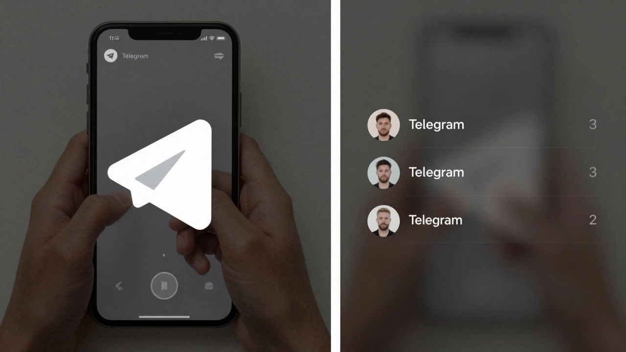 Два экрана: слева — создание истории в Telegram, справа — список тех, кто её просмотрел, без лайков и комментариев.