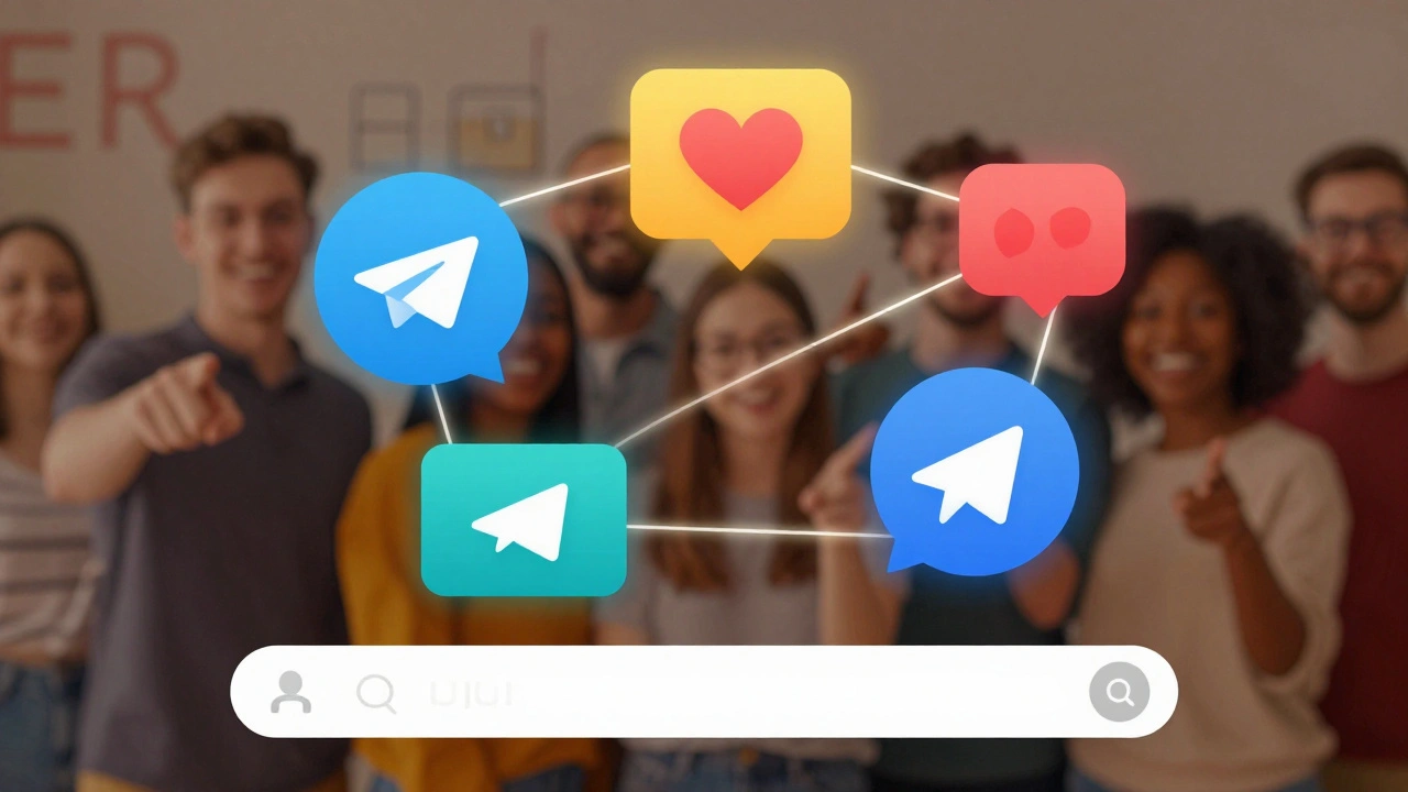 Иконки взаимодействий в Telegram соединены с реальными людьми, символизируя связь и вовлеченность.
