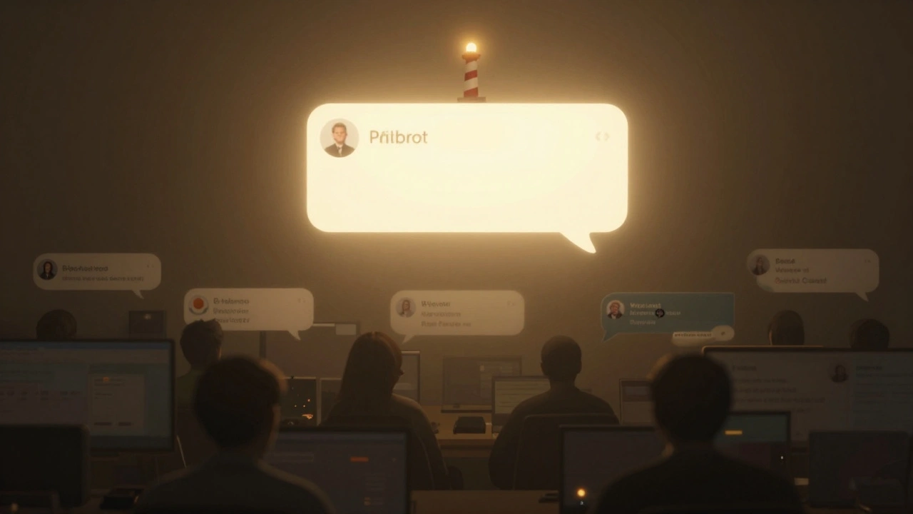 Концептуальное изображение закрепленного сообщения как маяка в хаотичном чате