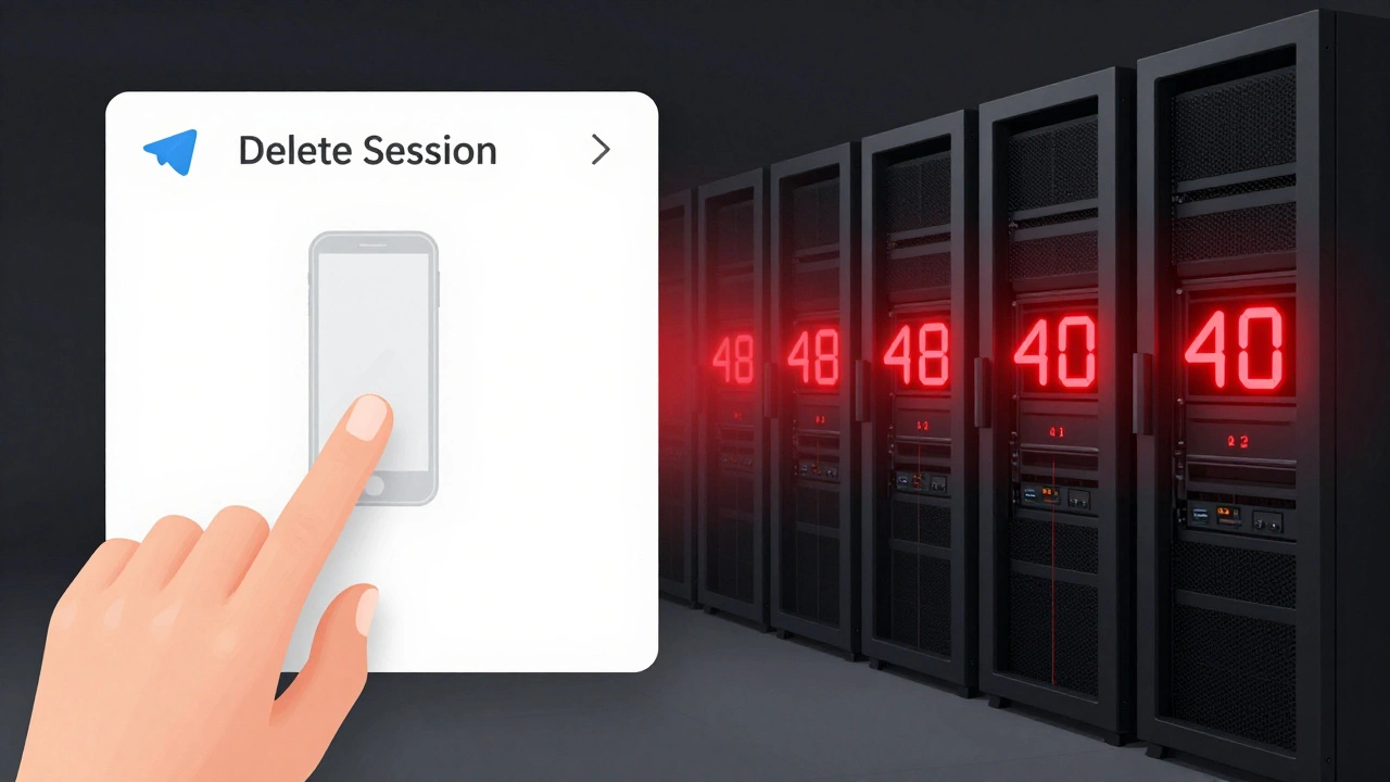 Разделённый экран: удаление сессии и исчезновение данных с сервера за 48 часов.
