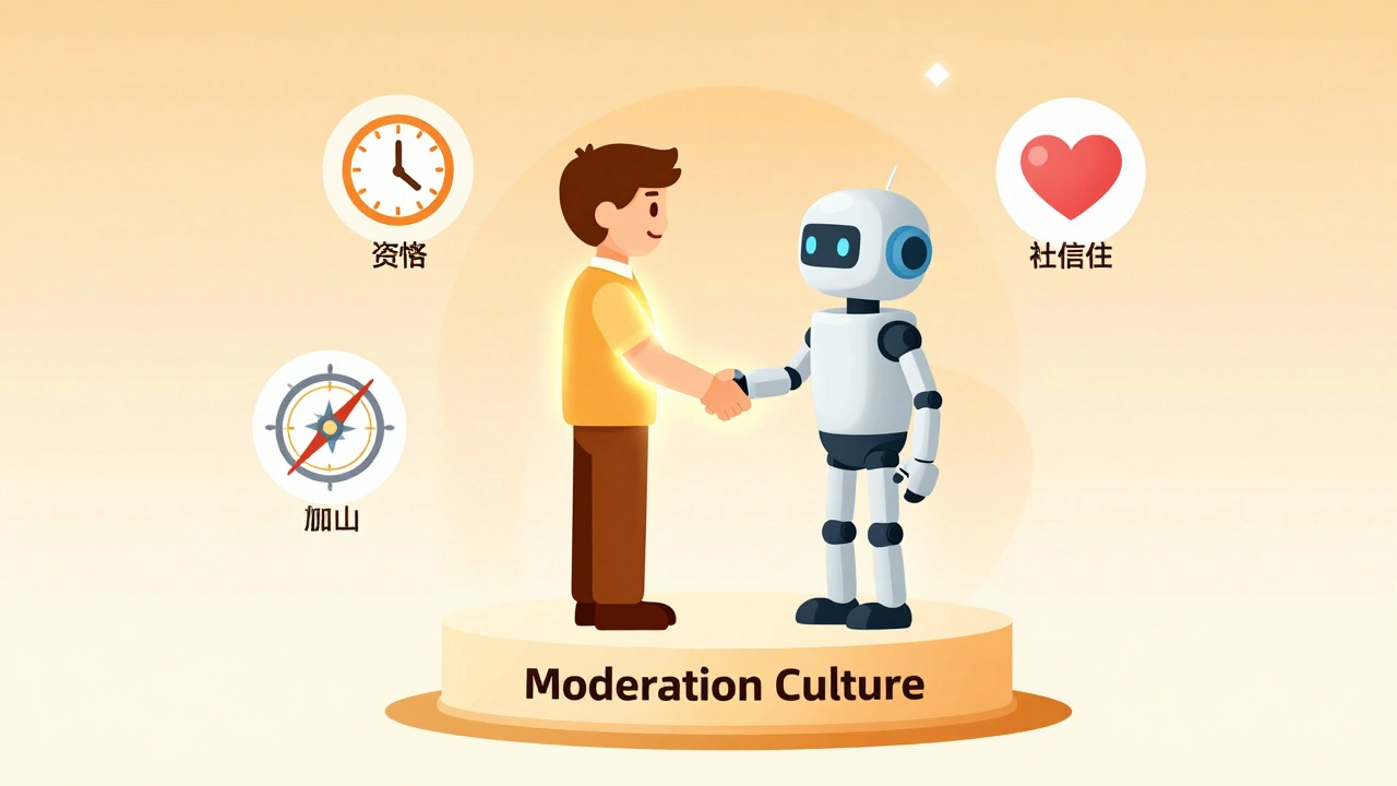 Рукопожатие модератора и бота, символизирующее гармоничную модерацию сообщества.