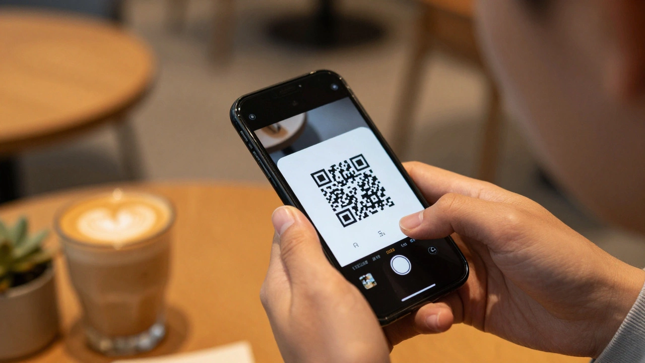 Сканирование QR-кода Telegram через камеру на визитке