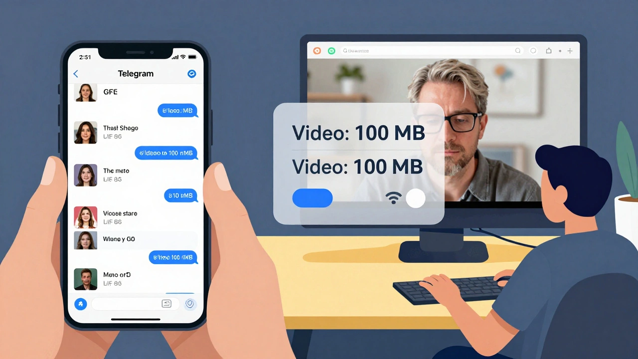 Сравнение автозагрузки медиа в Telegram: слева — расход трафика на мобильном интернете, справа — мгновенное воспроизведение видео при подключении к Wi-Fi.