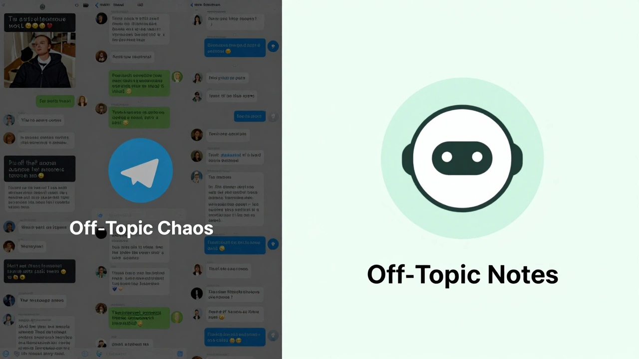 Сравнение хаотичного чата и упорядоченного канала с автоматическим переносом оффтопа.