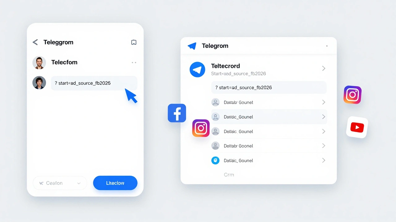 Сравнение интерфейса Telegram-бота и CRM с автоматически заполненными тегами источника.