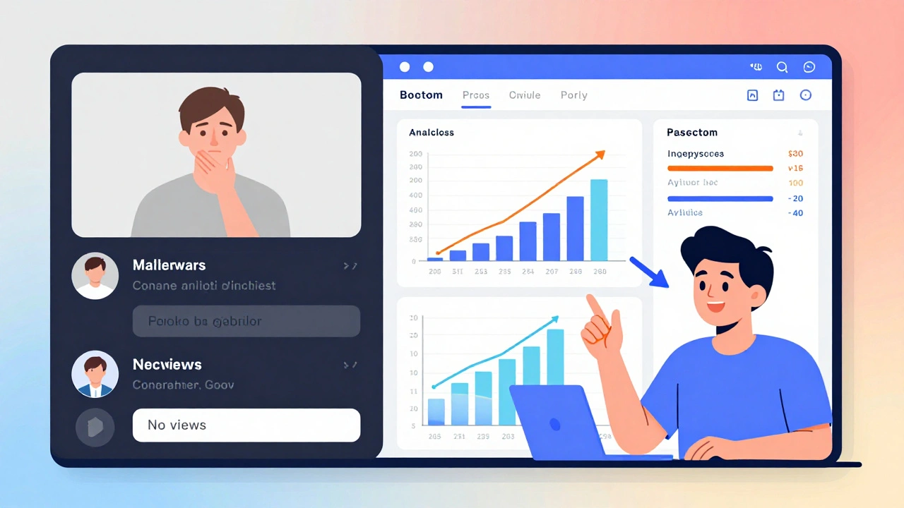Сравнение: пустой канал слева и активная аналитика справа с данными о подписчиках.