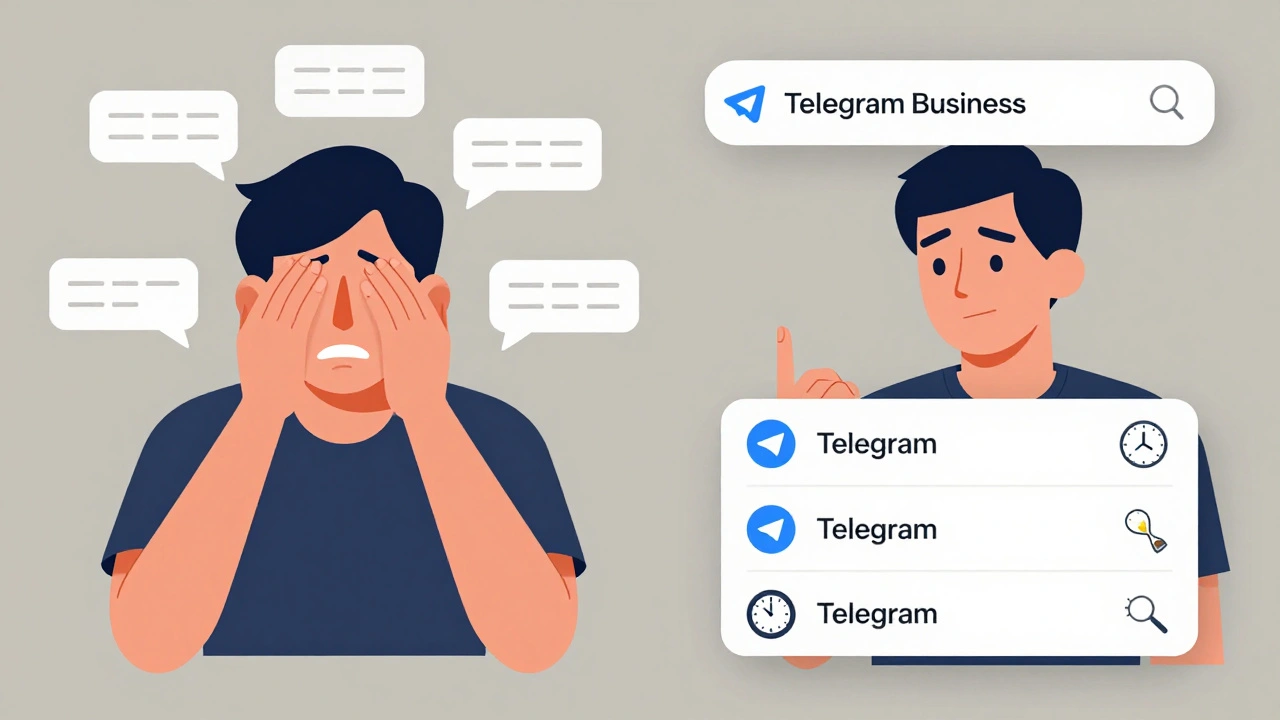 Сравнение рутинного общения и использования быстрых ответов в Telegram.