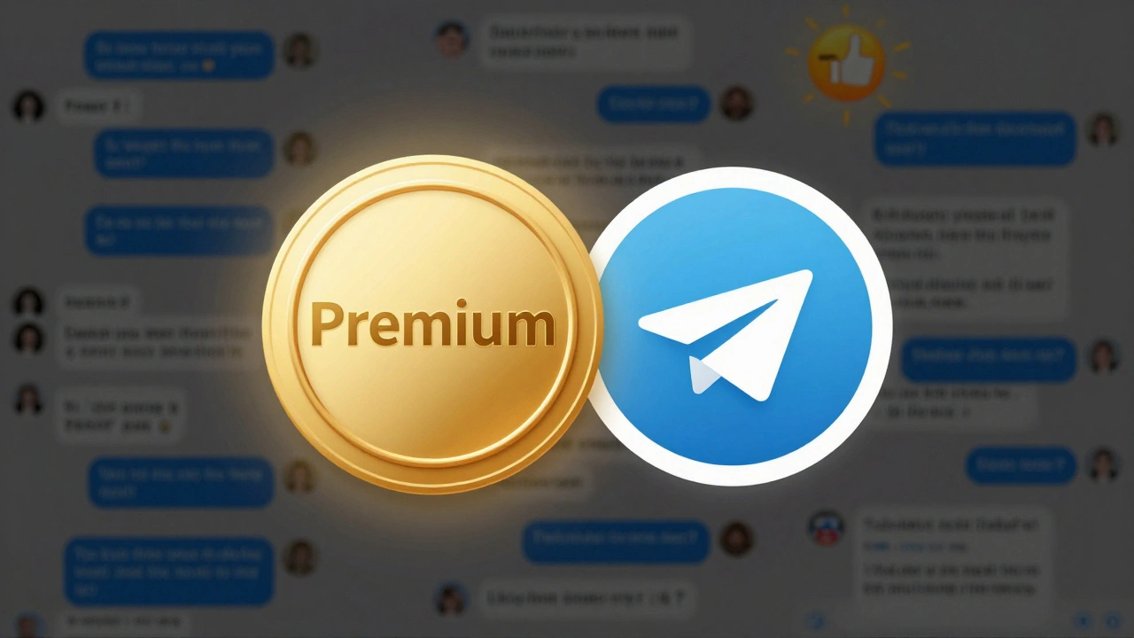 Золотой значок Premium в профиле с анимированной реакцией в группе