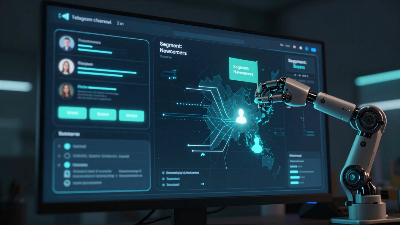 Цифровая панель с данными о поведении пользователей Telegram: отслеживание открытий, кликов и отписок.