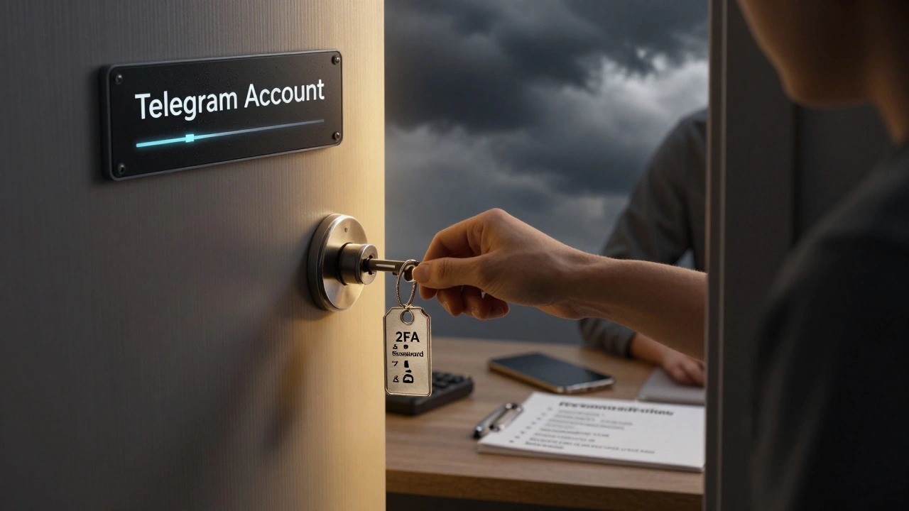 Цифровой замок Telegram открывается с помощью пароля 2FA, за ним — безопасная среда пользователя.