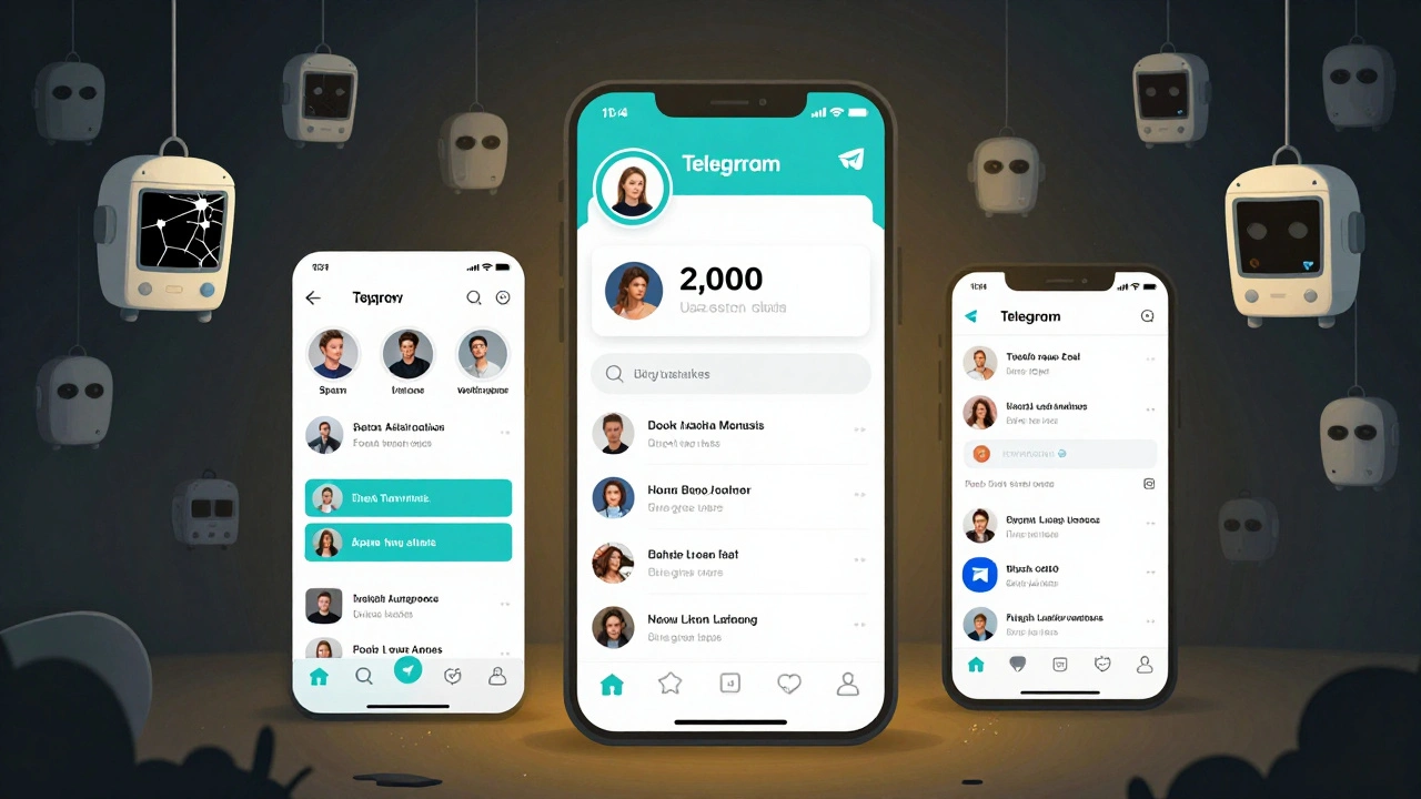 Чистый Telegram канал с реальными пользователями, взаимодействующими с контентом, против фона мёртвых ботов.