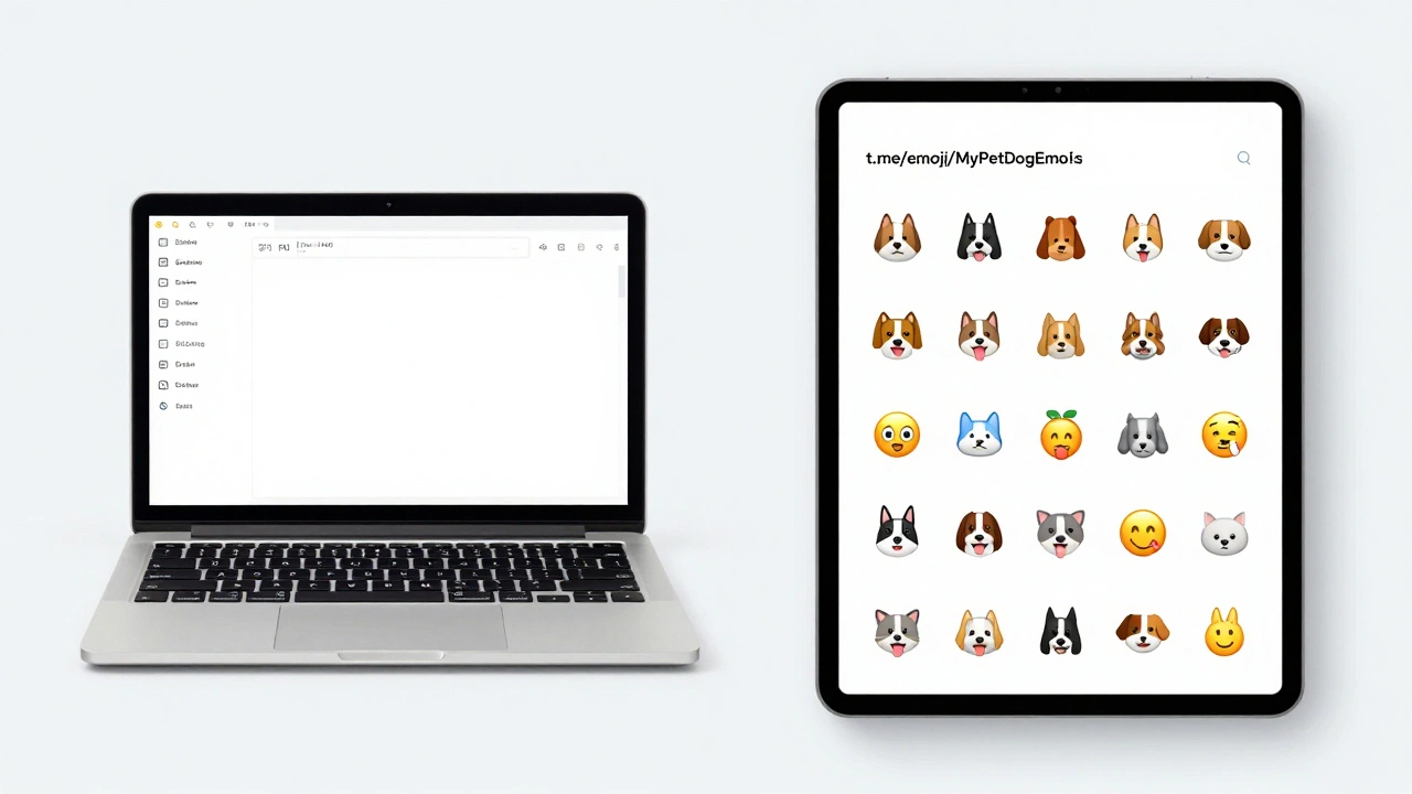 Дизайнер загружает эмодзи в бота @Stickers для создания собственного набора.