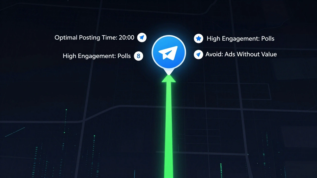 Карта-навигатор с путями для оптимального времени публикации и типов контента в Telegram-канале.