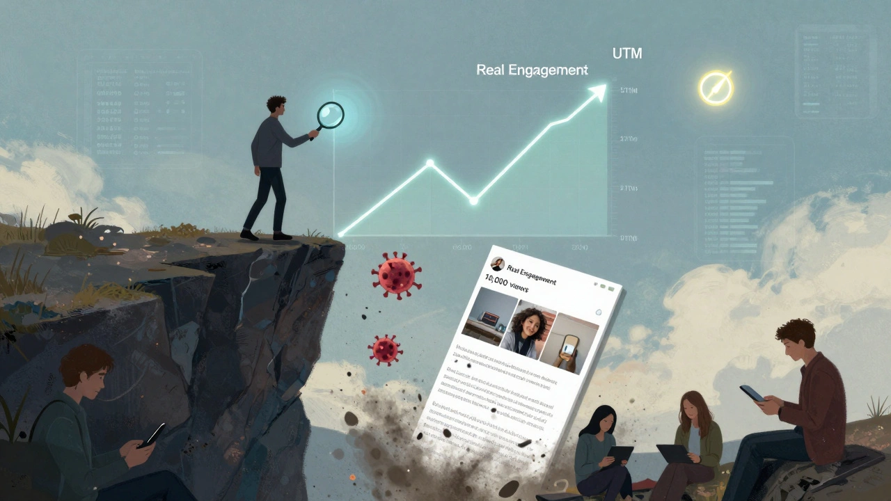 Концептуальное изображение реальной вовлеченности против иллюзии виральности в Telegram.