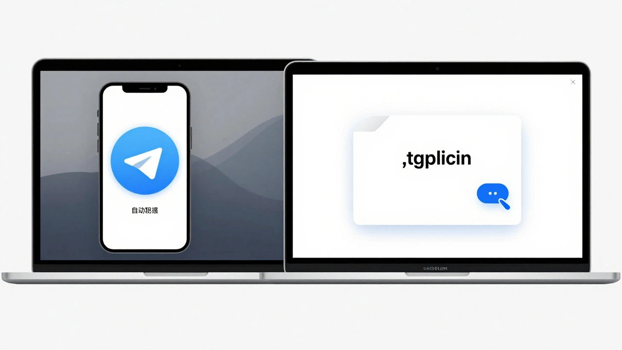 Пользователь устанавливает плагин в Telegram Desktop на MacBook, синхронизация видео с телефона на ПК.