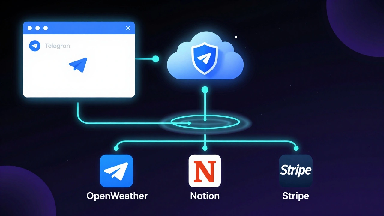 Схема взаимодействия Telegram Mini App с внешними API через сервер.