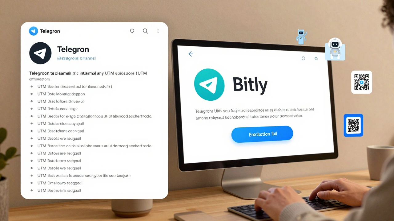 Сравнение длинной UTM-ссылки и её короткой версии через Bitly в интерфейсе Telegram.