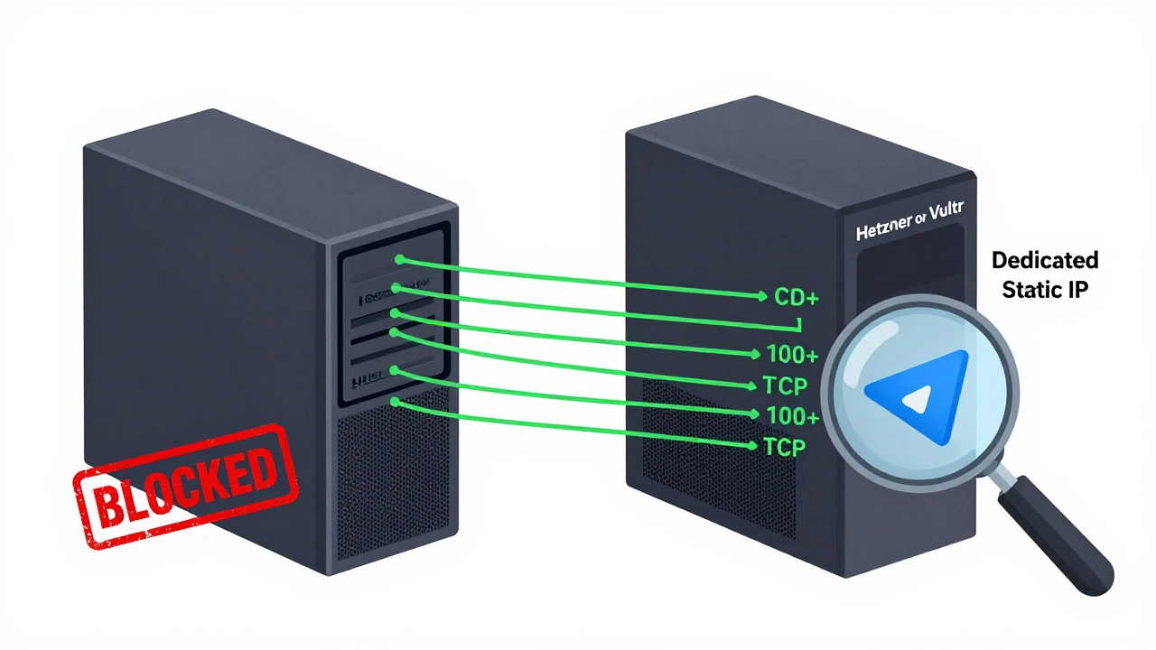 Сравнение нестабильного и стабильного сервера: слева — блокировка Telegram, справа — чистый IP и устойчивые соединения.
