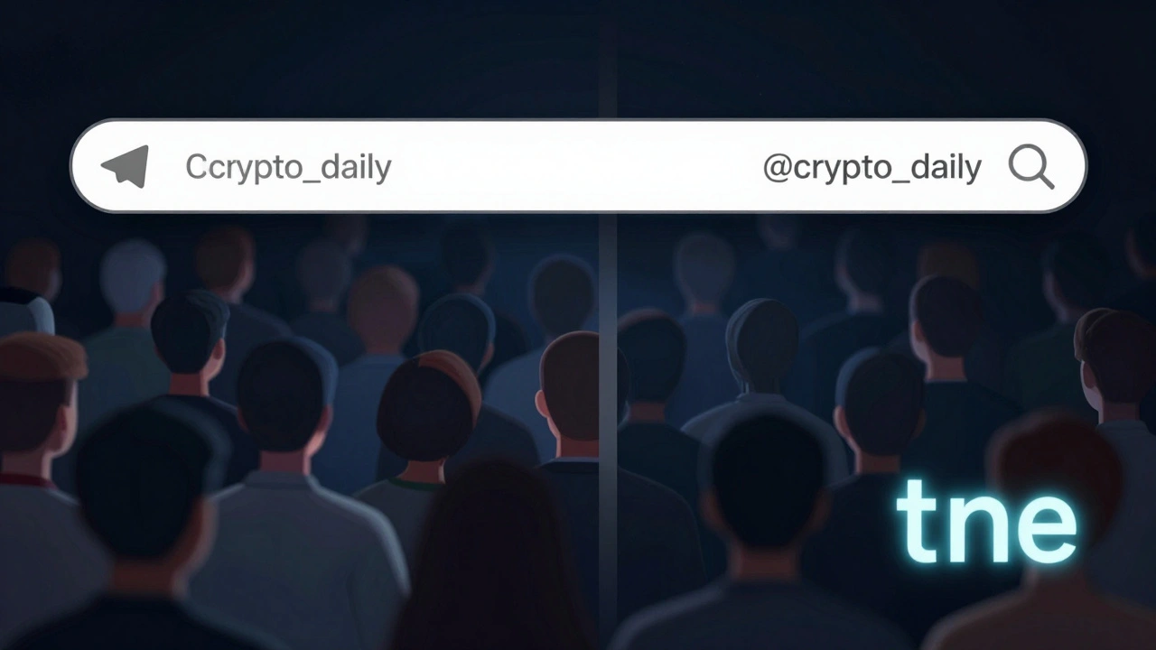 Сравнение поиска в Telegram: слева — ничего не найдено, справа — чёткий результат с юзернеймом @crypto_daily.